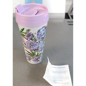 Vera Bradley Women's Purple Floral Insulated Thermal Travel Mug 16oz BPA Free